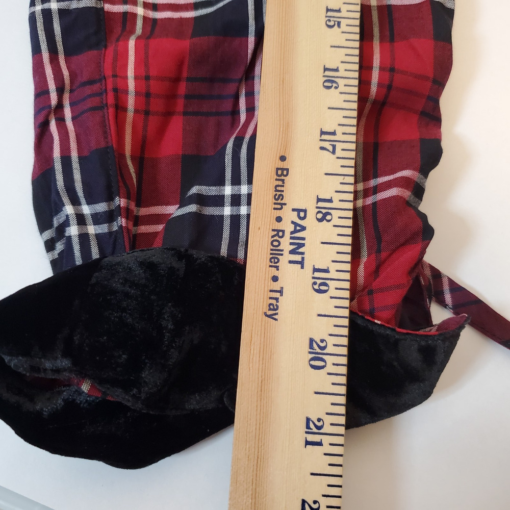 John Mark Tunic Top Womens SZ OX Red Black Plaid Velvet Collar Cinched Sleeves - Picture 13 of 16